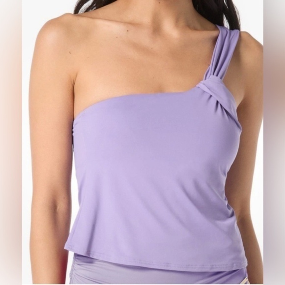 Vince Camuto Lilac Purple One Shoulder Tankini Swim Top NWT M #2080